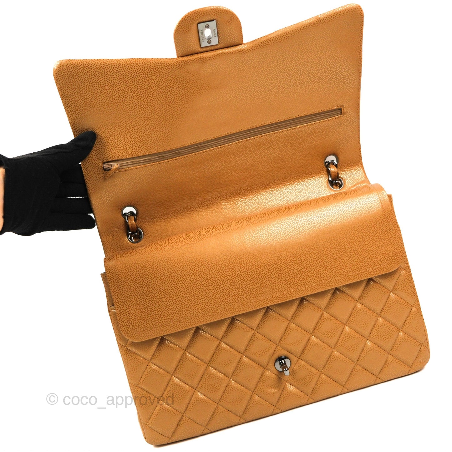 Chanel Quilted Maxi Double Flap Bronze Caviar Dark Silver Hardware
