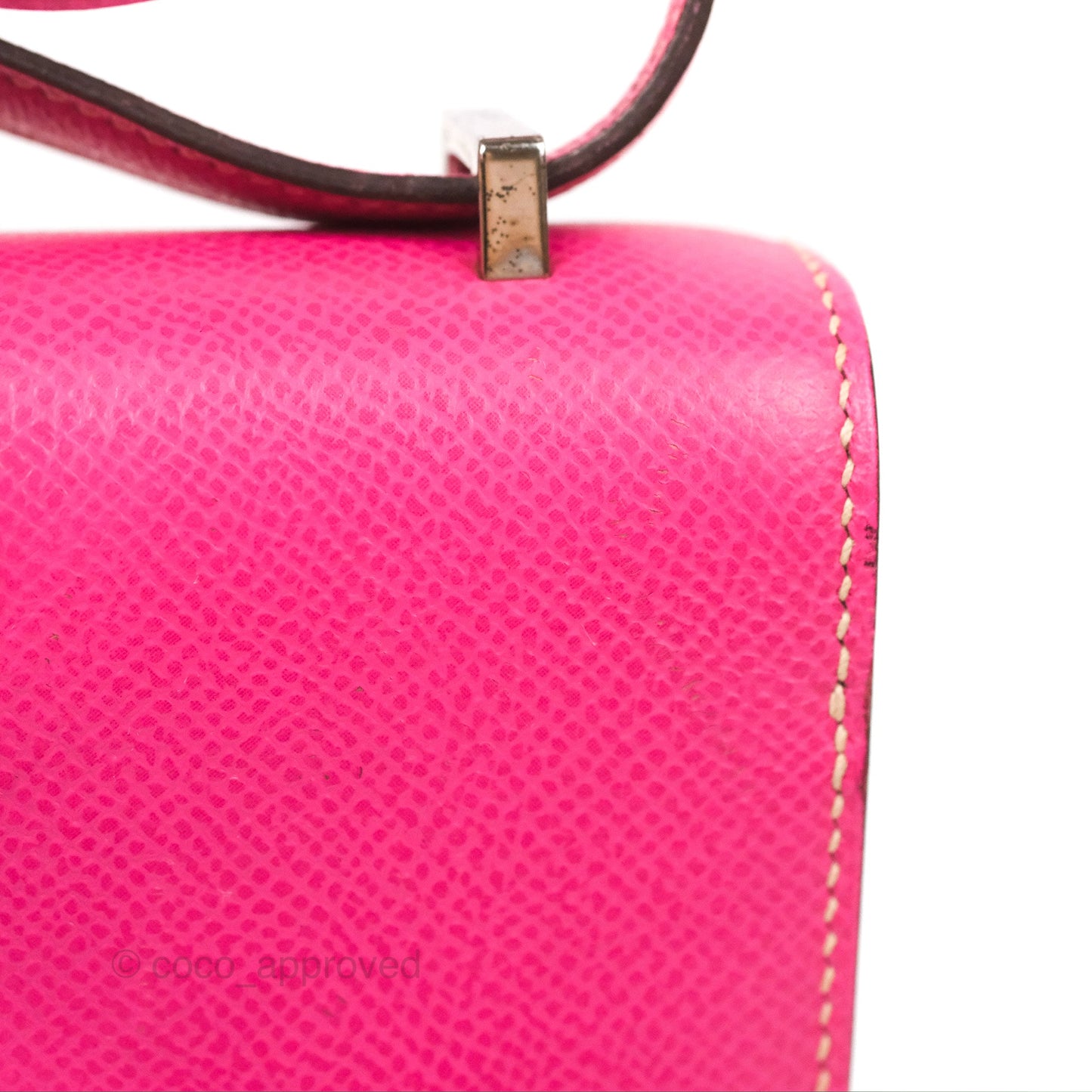 Hermès Constance Mini 18cm Rose Tyrien Epsom Palladium Hardware