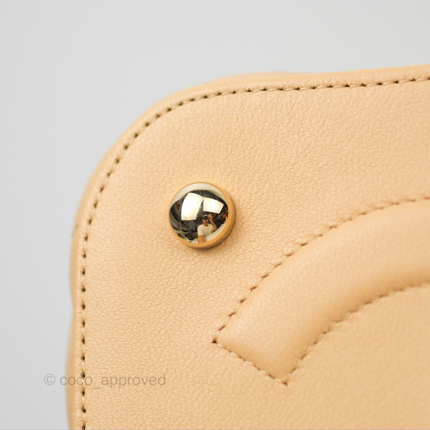 Chanel Small Quilted Top Handle Vanity Case Beige Lambskin Gold Hardware