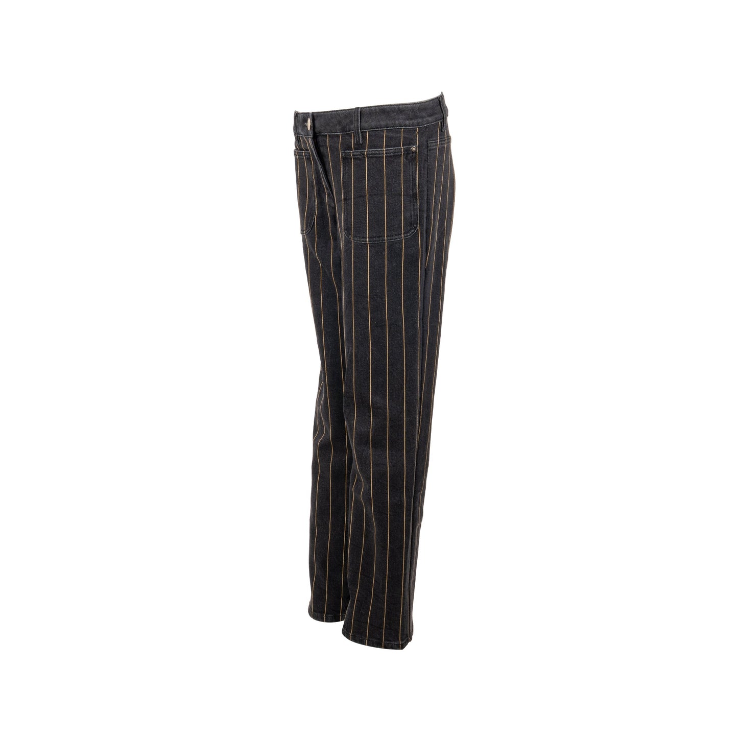 Chanel size 40 gold striped jeans pants cotton/elastane black