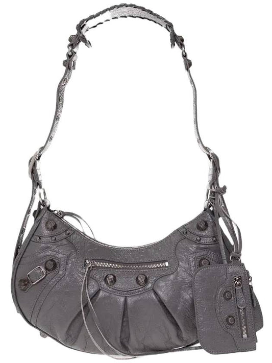 Luxury Balenciaga Le Cagole Small Leather Shoulder Bag Grey
