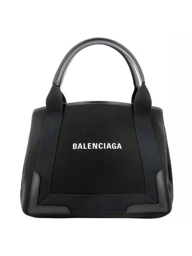 Luxury Balenciaga Cabas Logo Canvas Small Tote Bag Black