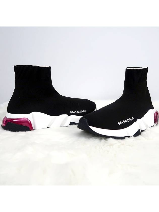 Luxury Balenciaga Speed Clear Sole High Top Sneakers Pink Black