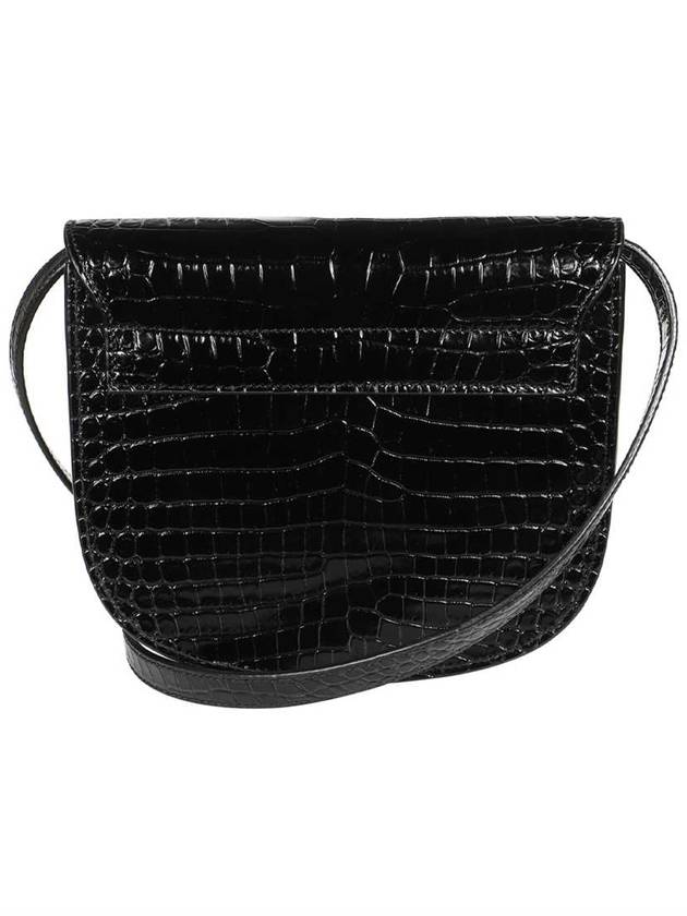 Luxury Saint Laurent Kaia Shiny Crocodile-Embossed Leather Small Shoulder Bag Black