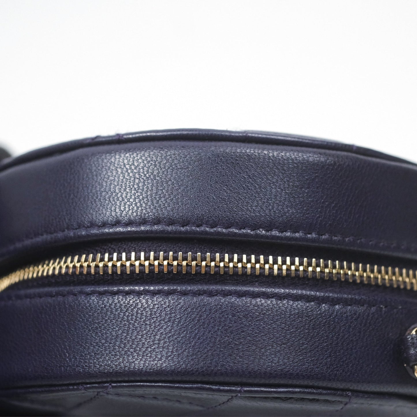 Chanel Quilted Round Clutch with Chain Dark Purple Calfskin Gold Hardware