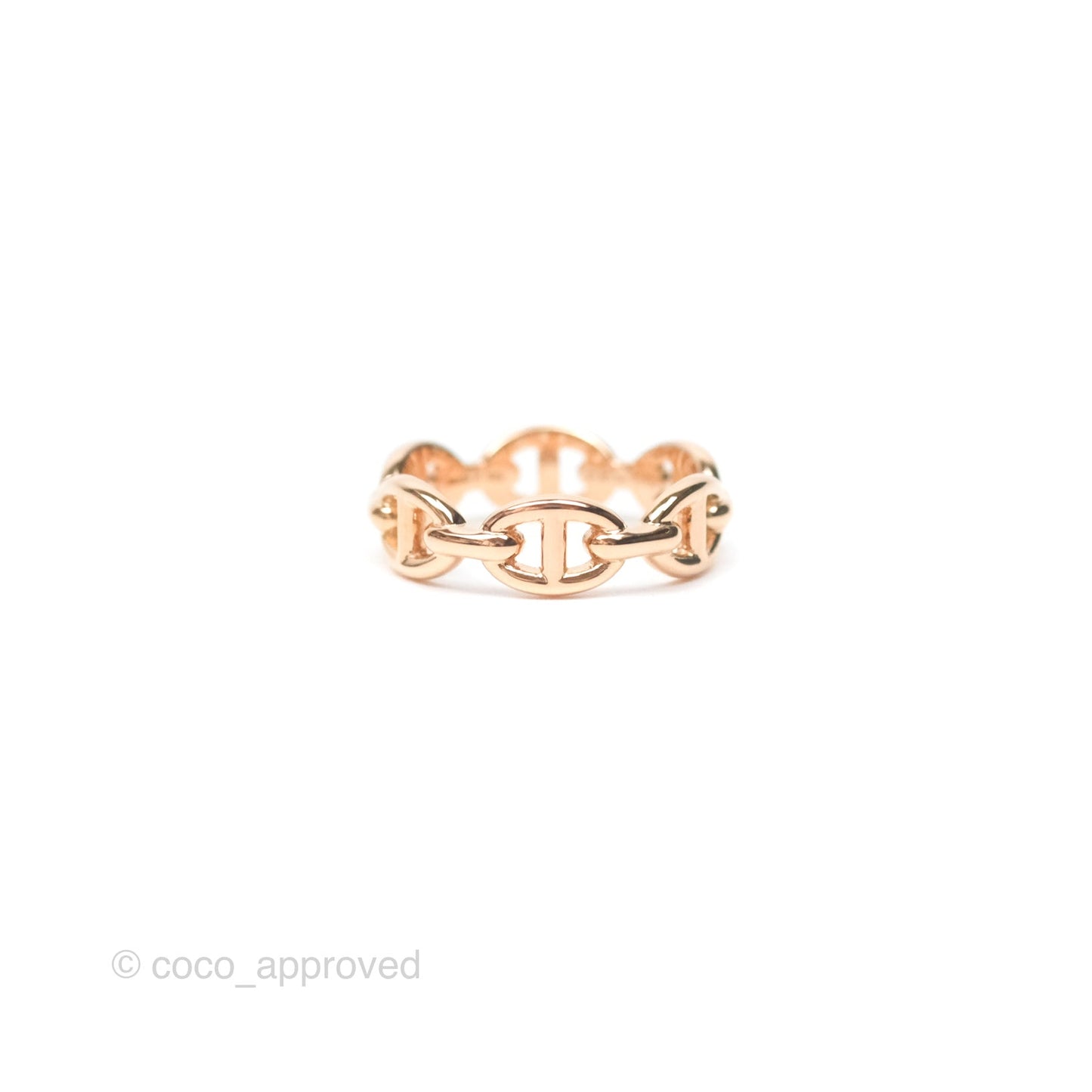 Hermès Chaine d'Ancre Enchainee Band Ring PM Rose Gold Size 51