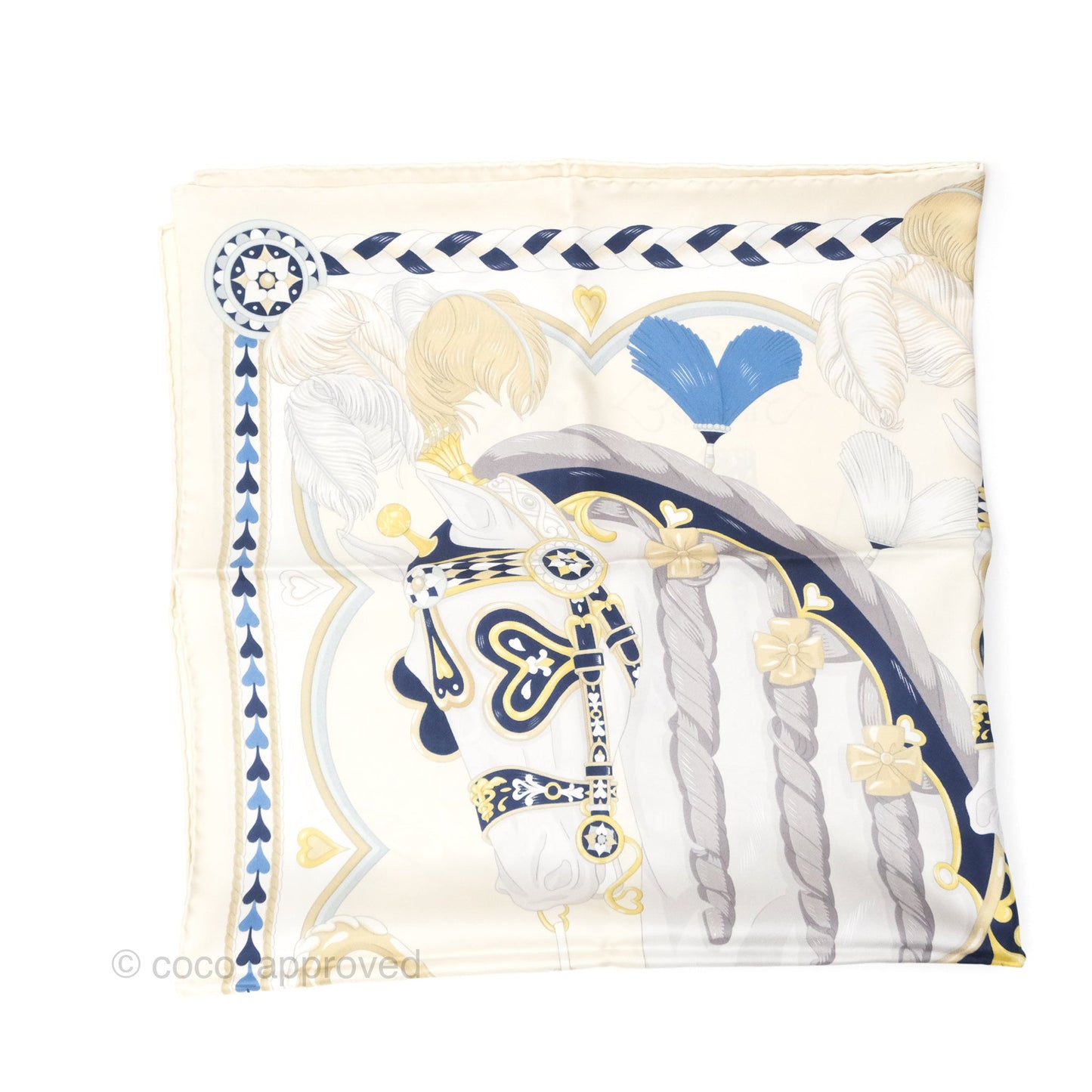 Hermès Harnais de Coeur Scarf 90