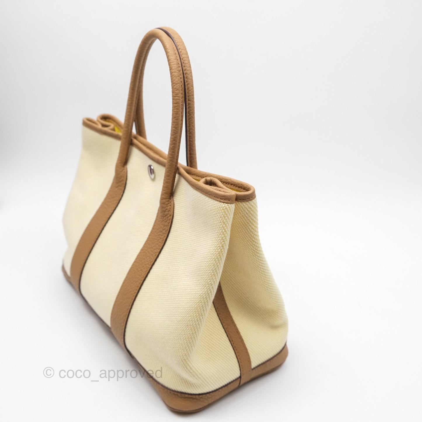 Hermès Garden Party 30 Canvas Ecru-Jaune Citron 9N/ Biscuit 48