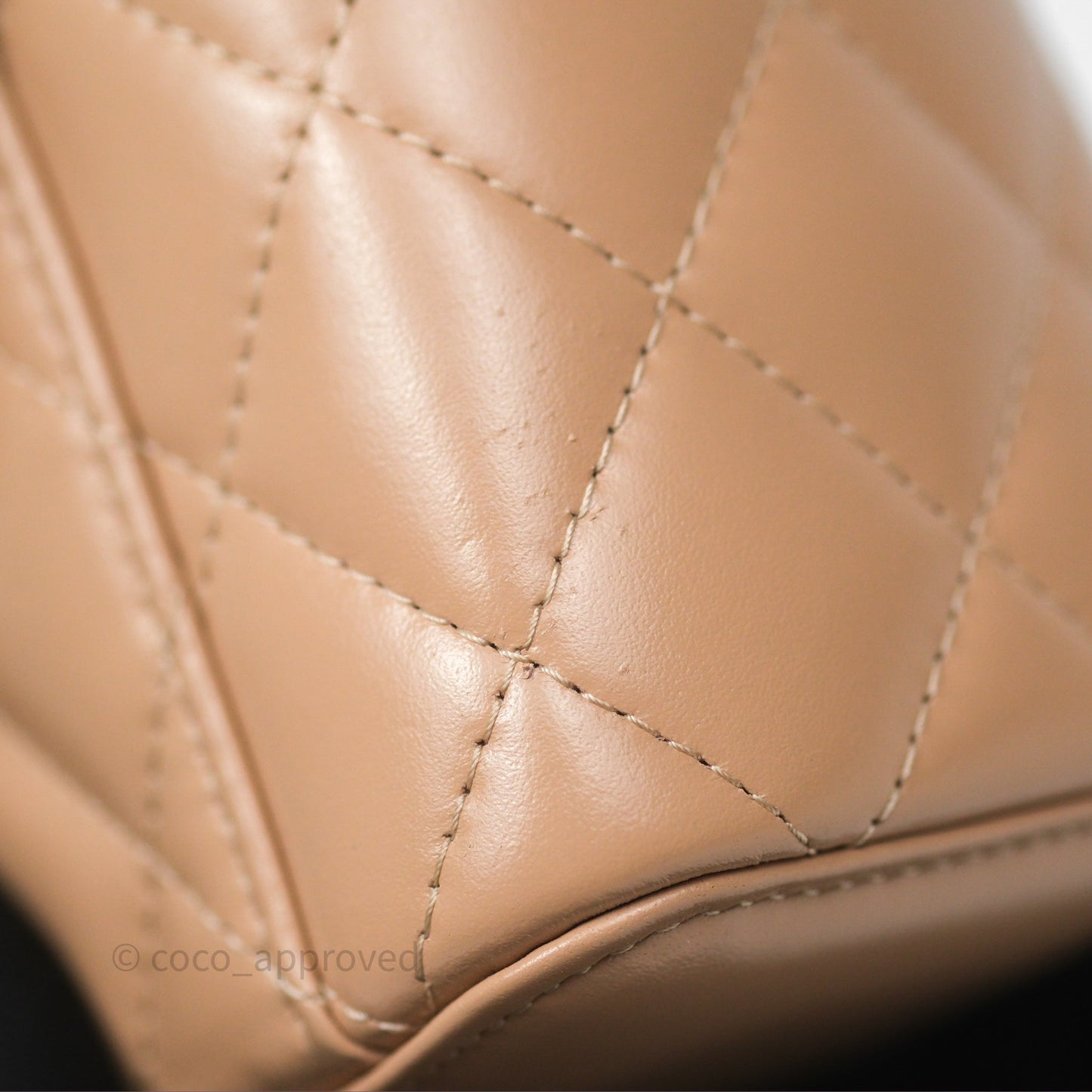 Chanel Quilted Mini Perfect Fit Vanity With Chain Beige Calfskin Aged Gold Hardware