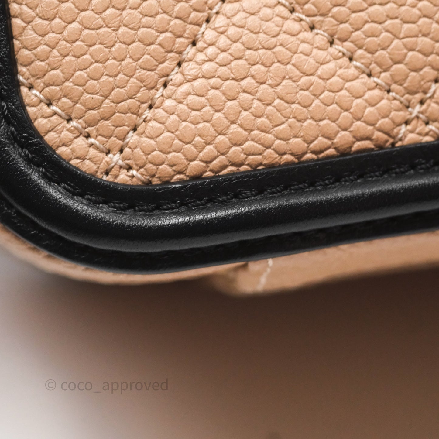 Chanel Quilted Medium CC Filigree Vanity Case Beige Caviar Gold Hardware