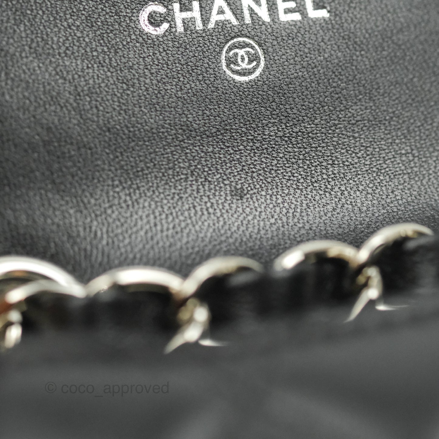 Chanel Mini Card Holder Chain Belt Bag Black Lambskin Silver Hardware 21B