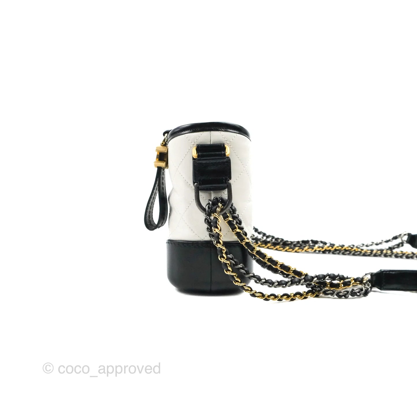 Chanel Quilted Small Gabrielle Hobo White Black Calfskin Mixed Hardware