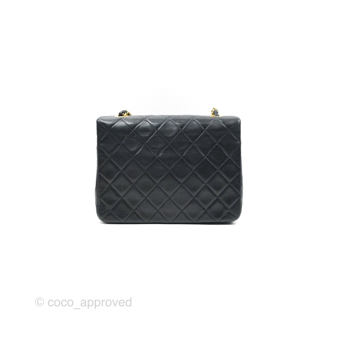 Chanel Vintage Square Flap Bag Black Lambskin 24K Gold Hardware