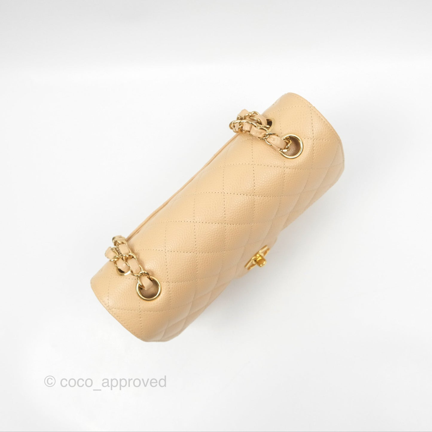 Chanel Small Quilted Classic Flap Beige Caviar Gold Hardware