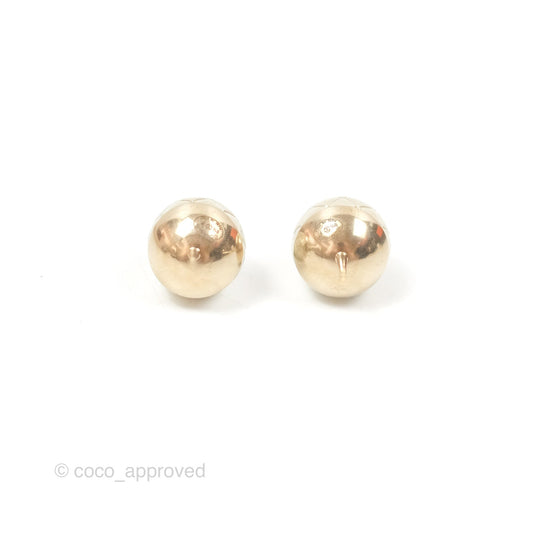 Chanel CC Round Earrings Gold Tone 16P