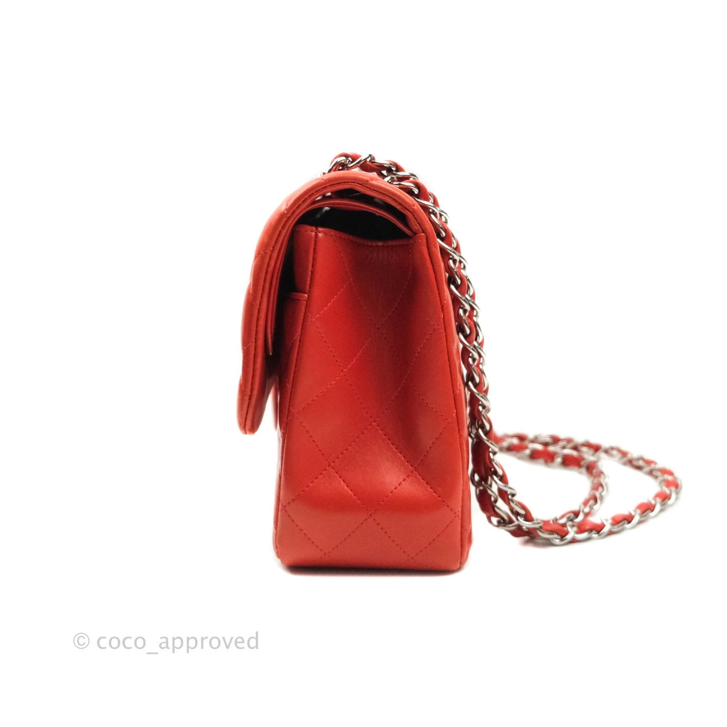 Chanel Jumbo Double Flap Red Lambskin Silver Hardware⁣⁣