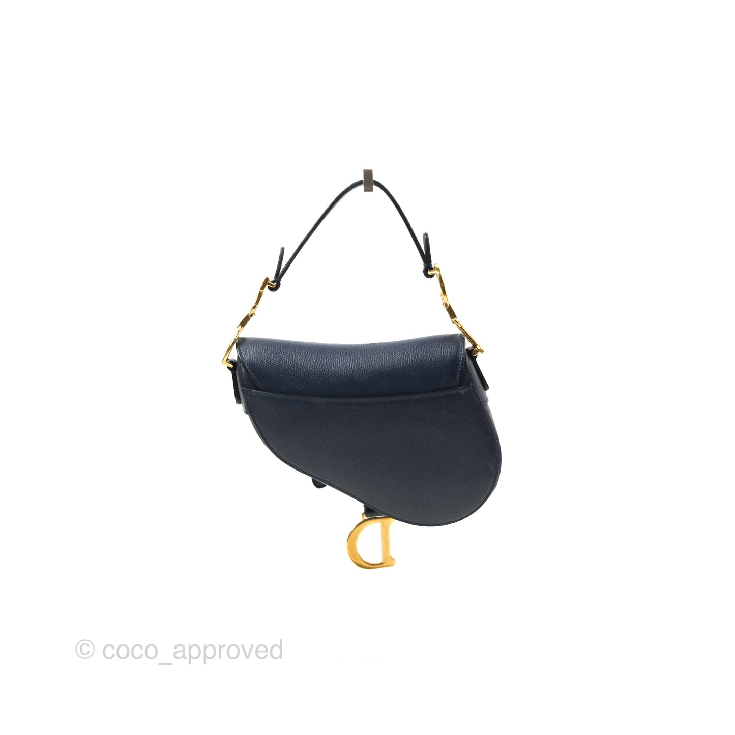 Christian Dior Mini Saddle Bag Navy Grained Calfskin Gold Hardware