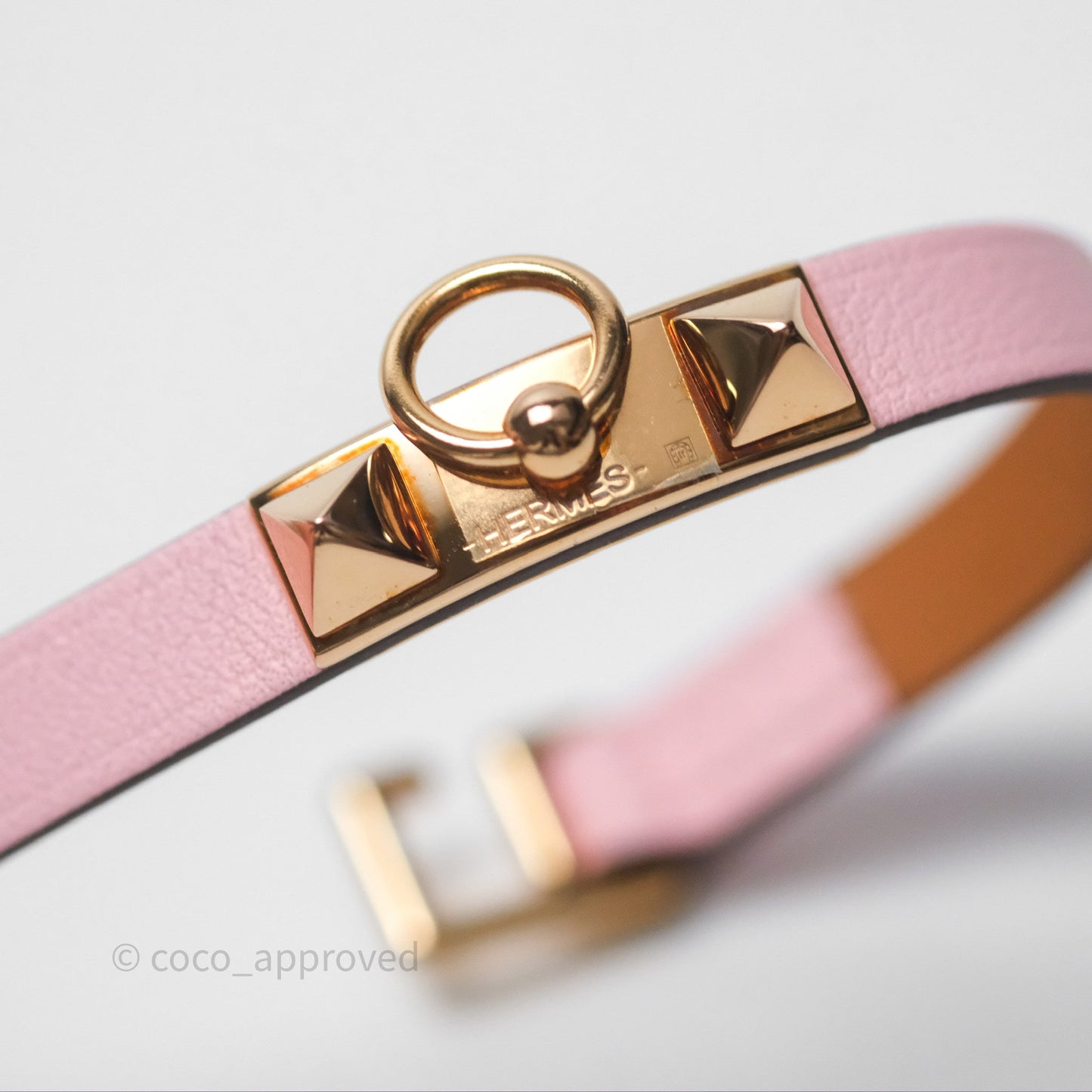 Hermès Rivale Mini Bracelet Rose Sakura 3Q Swift Rose Gold Hardware