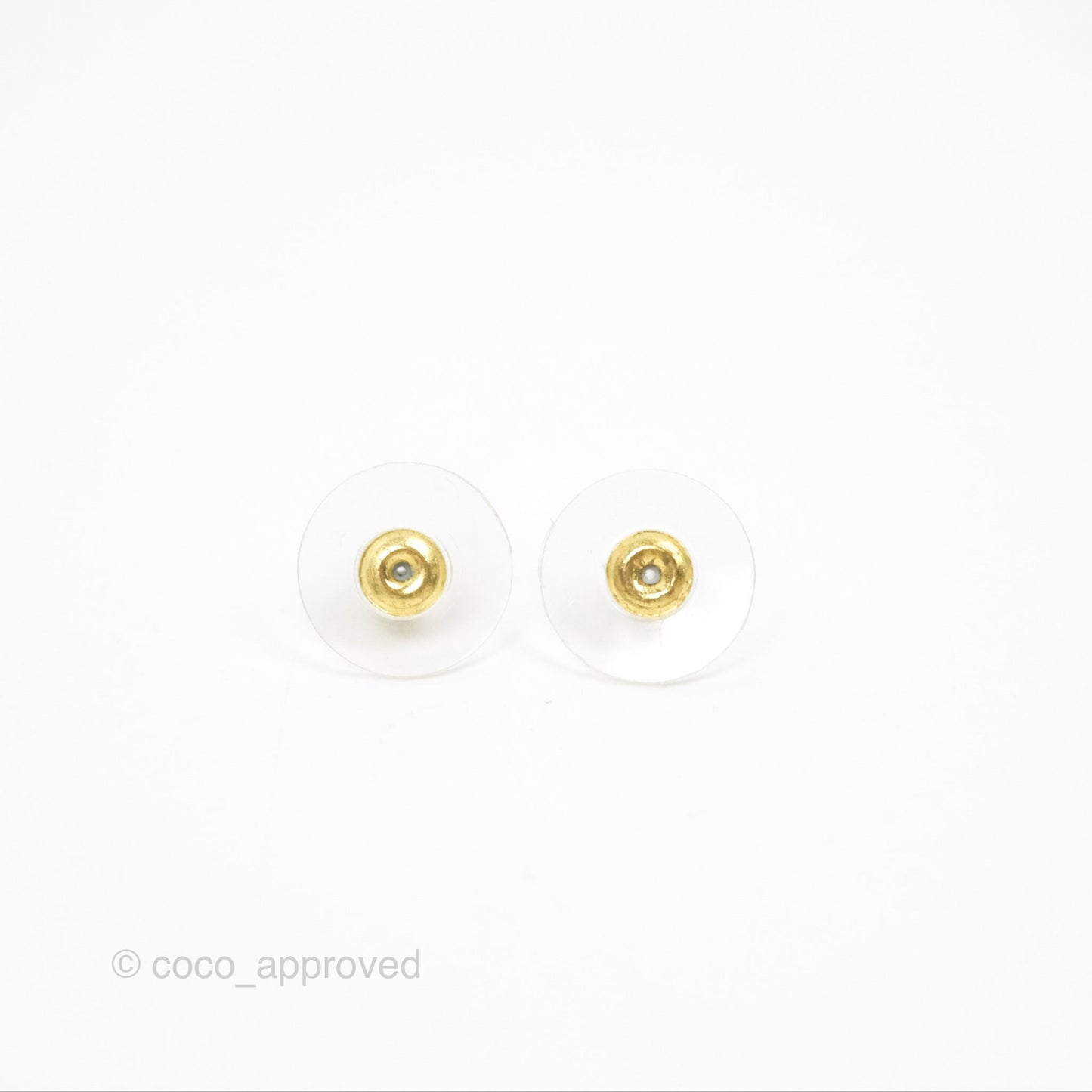 Chanel CC Pearl Black Rhinestone Hoop Earrings Gold Tone 23V