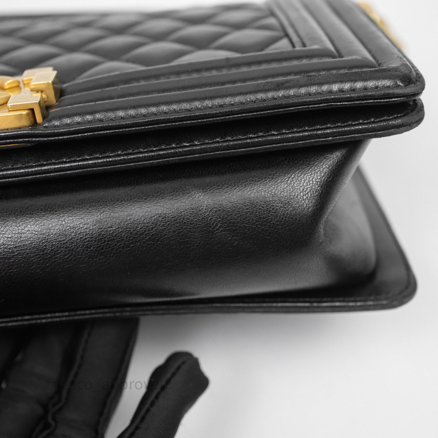 Chanel Medium Boy Quilted Black Lambskin Aged Gold Hardware