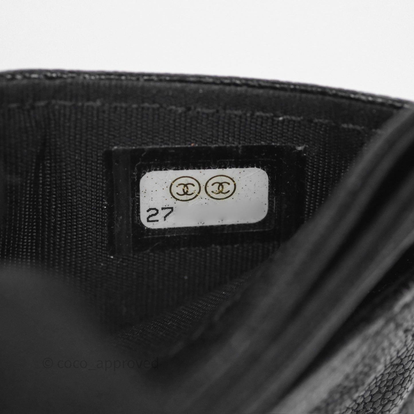 Chanel Boy Card Holder Quilted Black Caviar Aged Gold Hardware
