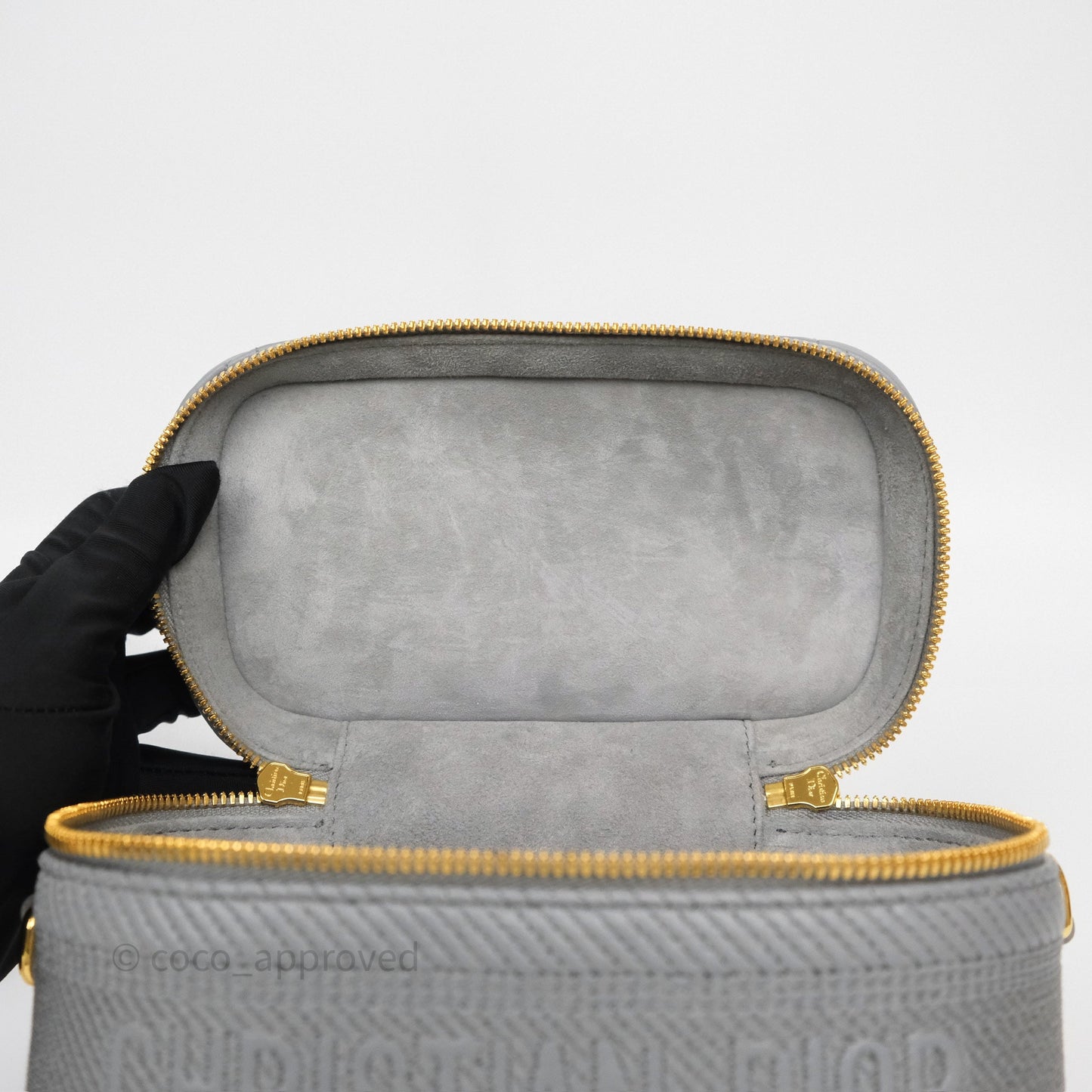 Christian Dior Small Diortravel Vanity Case Grey Lambskin Cannage
