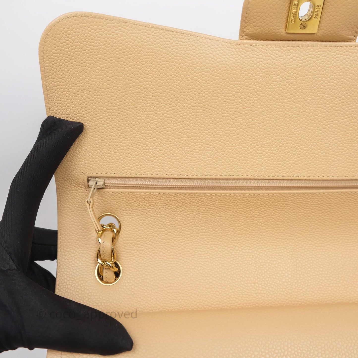 Chanel Jumbo Double Flap Beige Caviar Gold Hardware⁣⁣