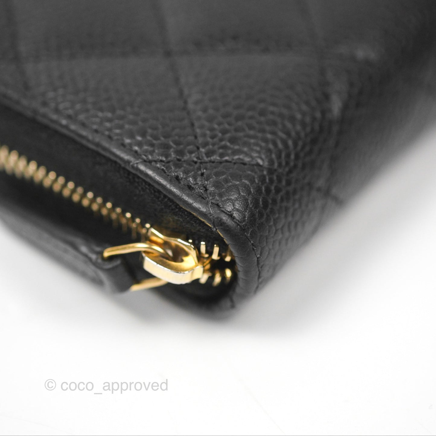 Chanel Quilted Zip Card Holder Black Caviar Gold Hardware