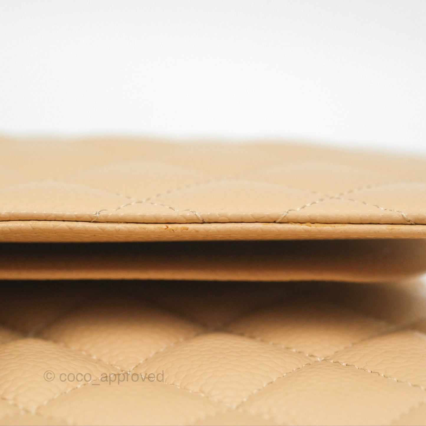 Chanel Classic M/L Medium Flap Quilted Beige Caviar Gold Hardware