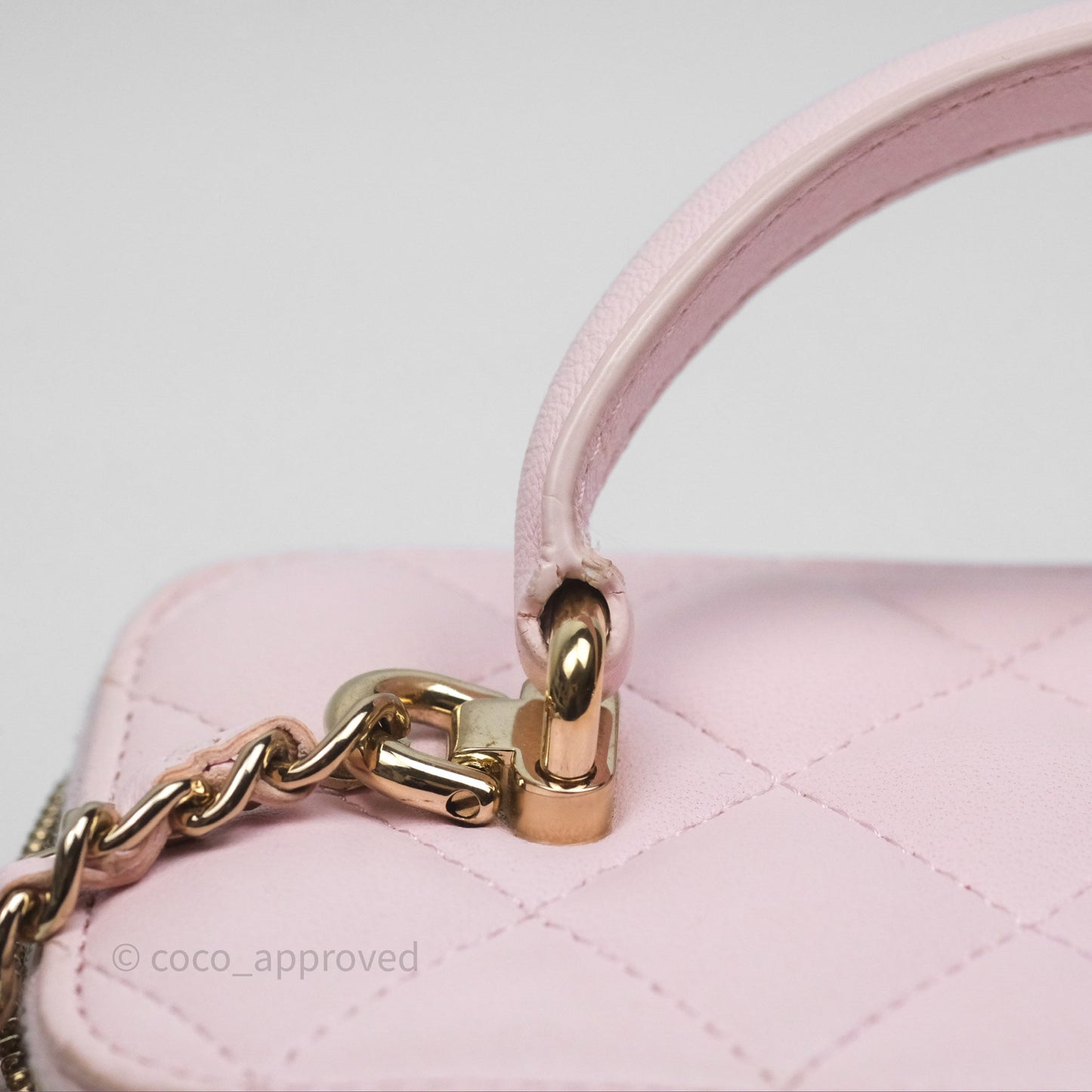 Chanel Vanity Rectangular Top Handle Light Pink Lambskin Gold Hardware