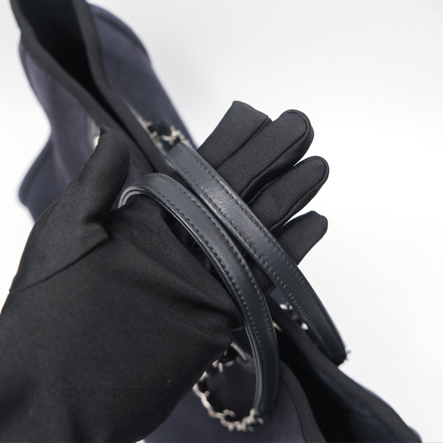 Chanel Medium Deauville Navy Canvas Silver Hardware