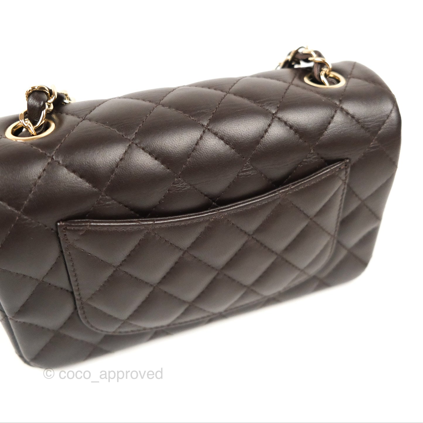 Chanel Quilted Mini Rectangular Chocolate Brown Lambskin Gold Hardware