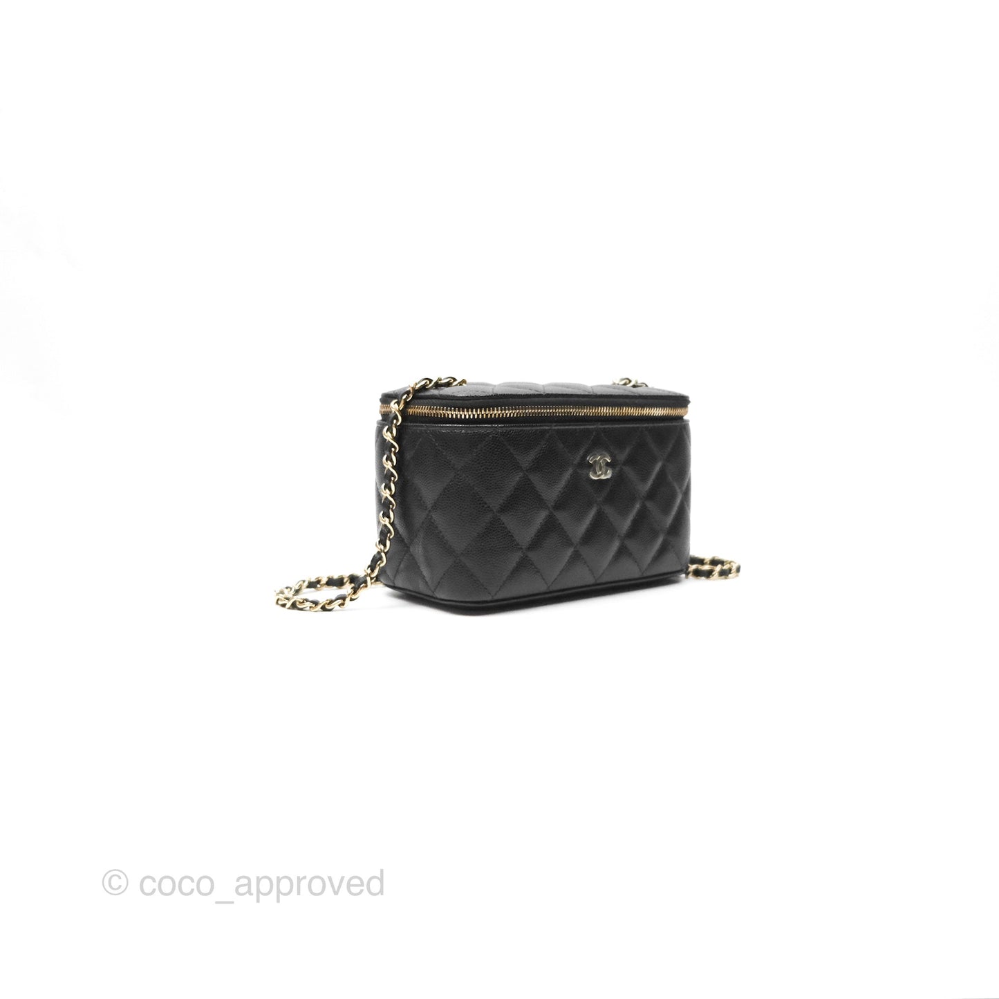 Chanel Vanity Rectangular With Chain Black Caviar Gold Hardware