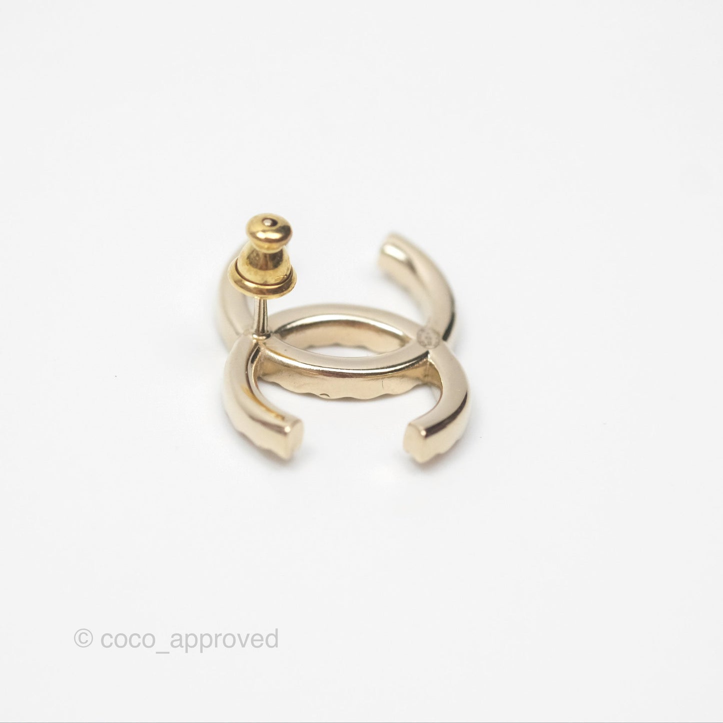 Chanel Crystal CC Earrings Gold Tone 20A