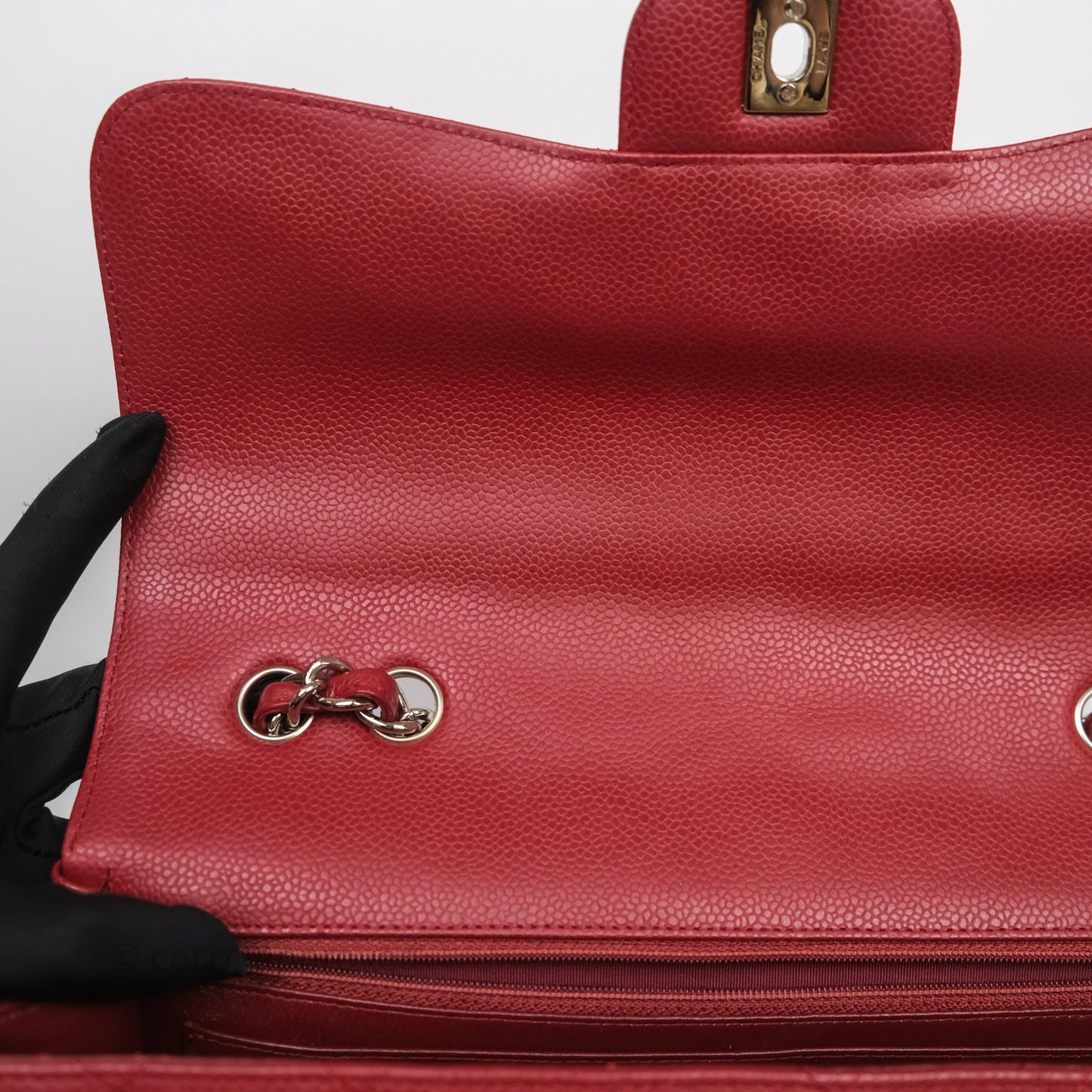 Chanel Jumbo Single Flap Dark Red Caviar Silver Hardware⁣⁣