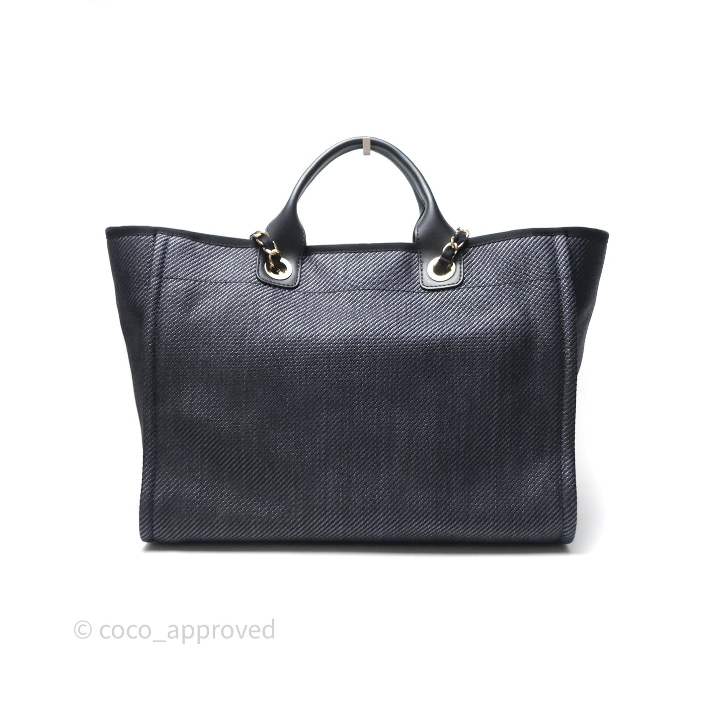 Chanel Canvas Deauville Large Tote Navy Gold Hardware