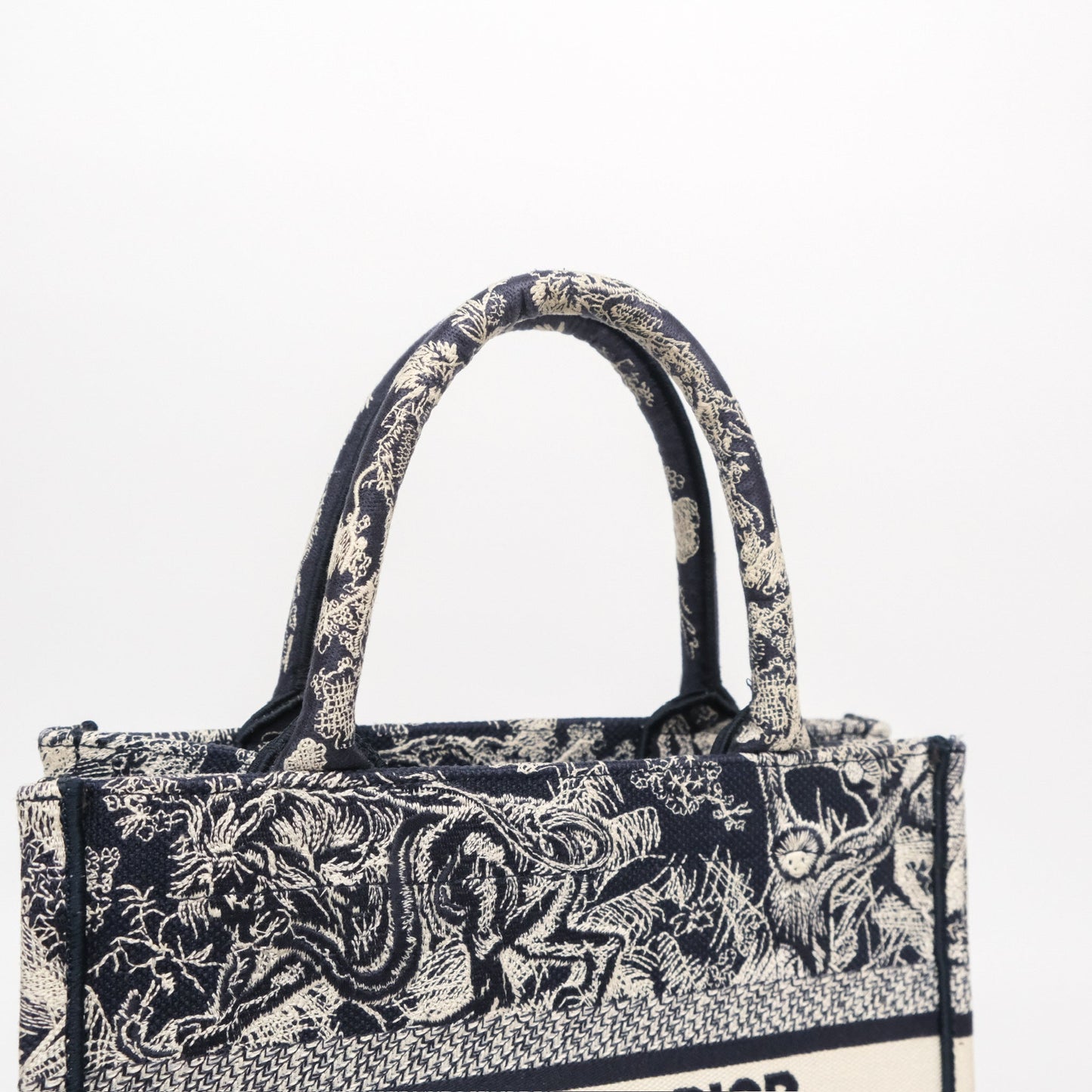 Dior New Small Book Tote Embroidered Toile De Jouy Navy