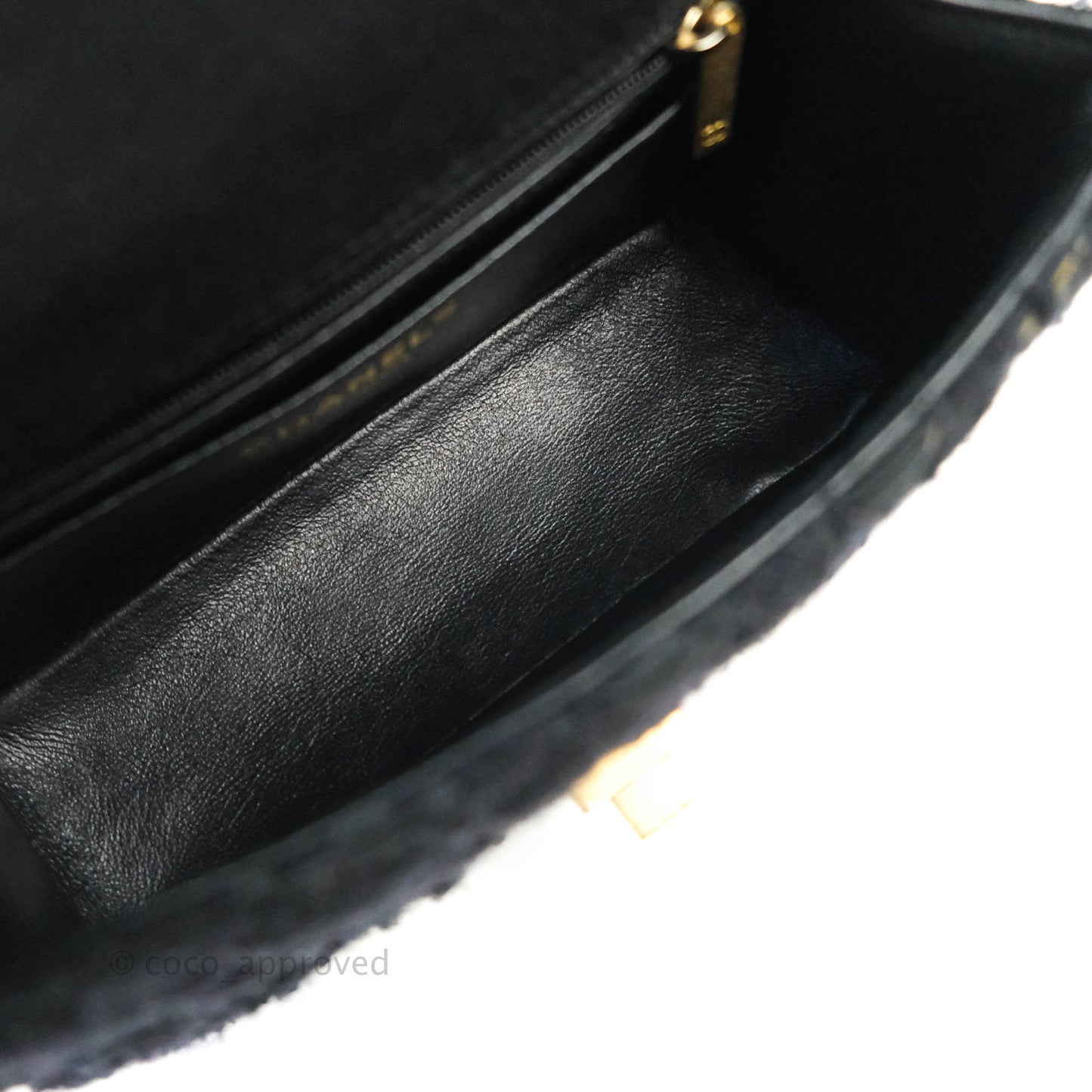 Chanel Mini Reissue 224 Tweed Black Aged Gold Hardware