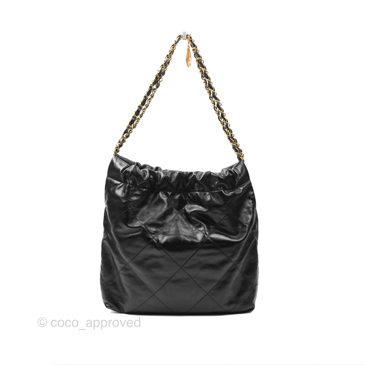 Chanel 22 Small Black Aged Calfskin Aged Gold Hardware