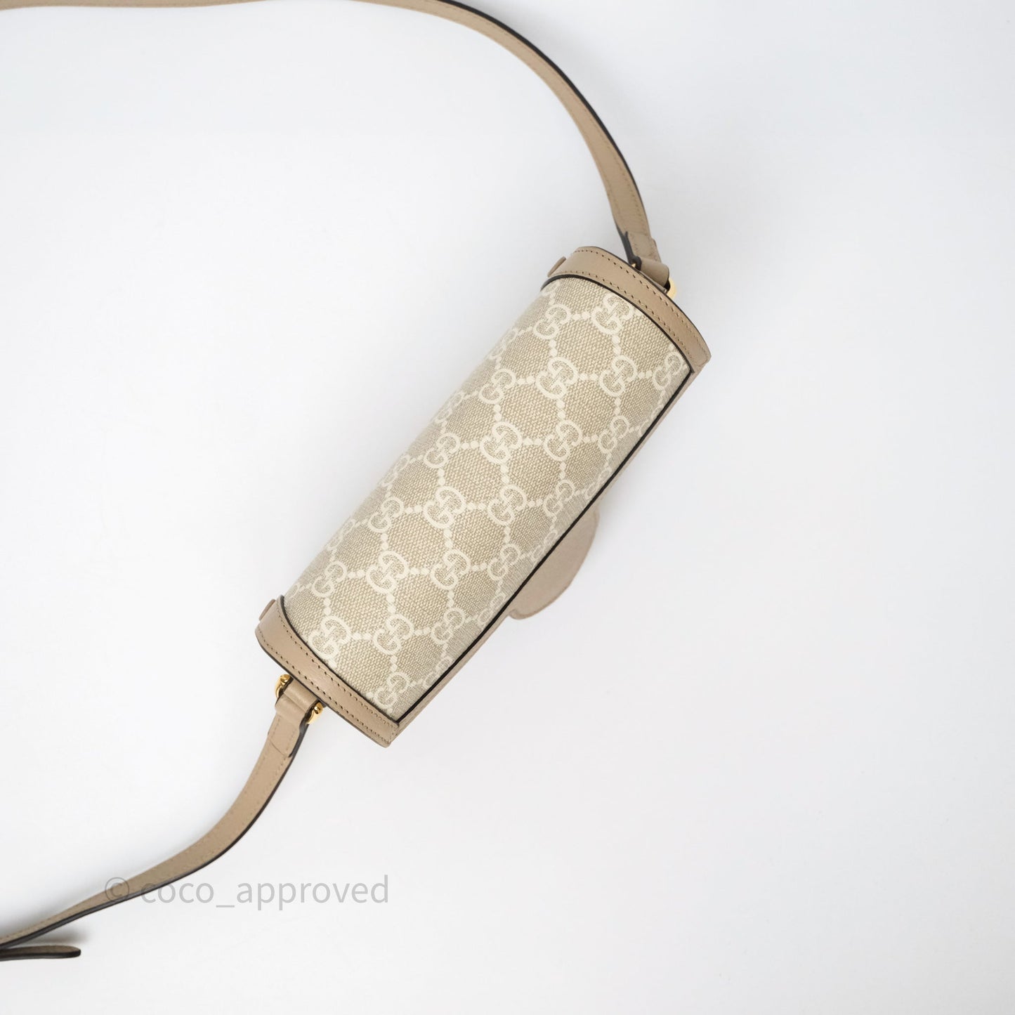 Gucci Horsebit 1955 Mini Bag Beige/ White GG Supreme Canvas Gold Hardware