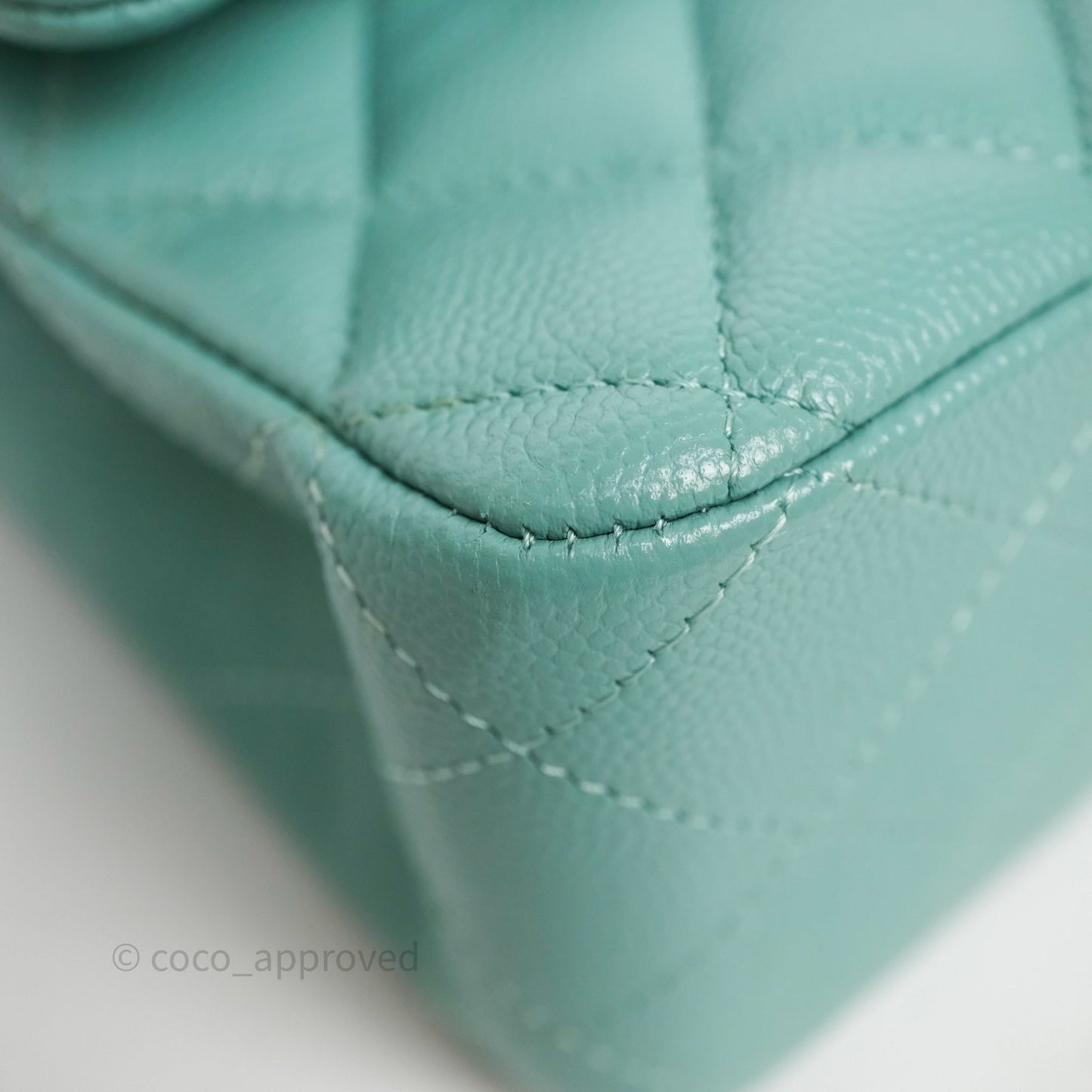 Chanel Classic M/L Medium Flap Quilted Tiffany Green Caviar Gold Hardware