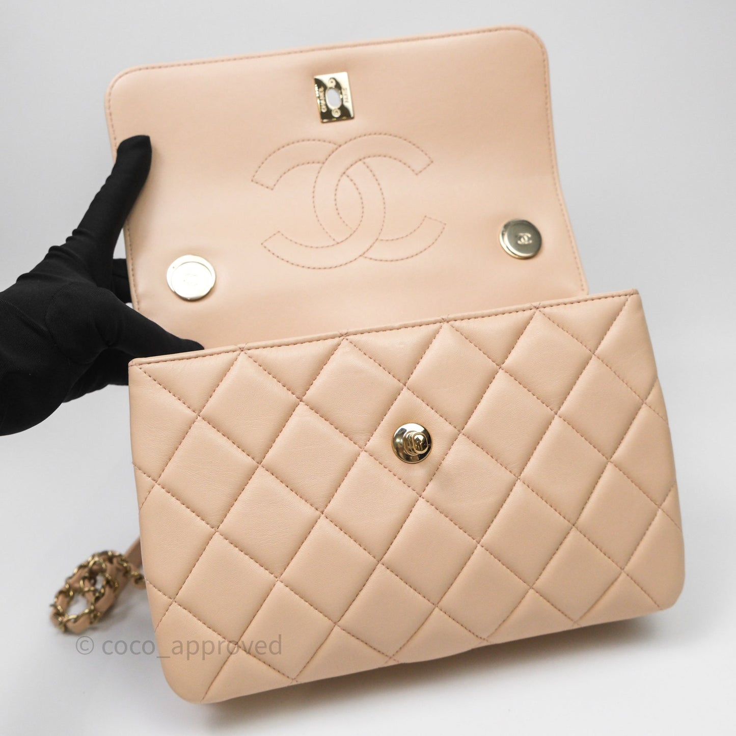 Chanel Small Trendy CC Beige Lambskin Gold Hardware