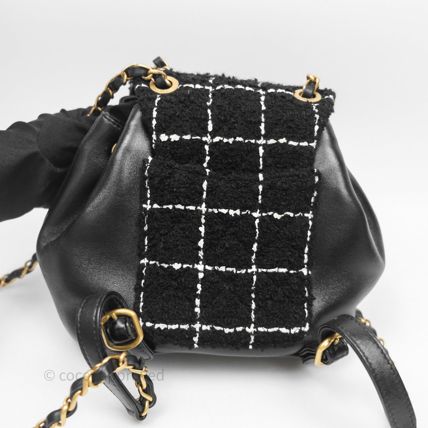 Chanel Duma Backpack Black Tweed Aged Gold Hardware