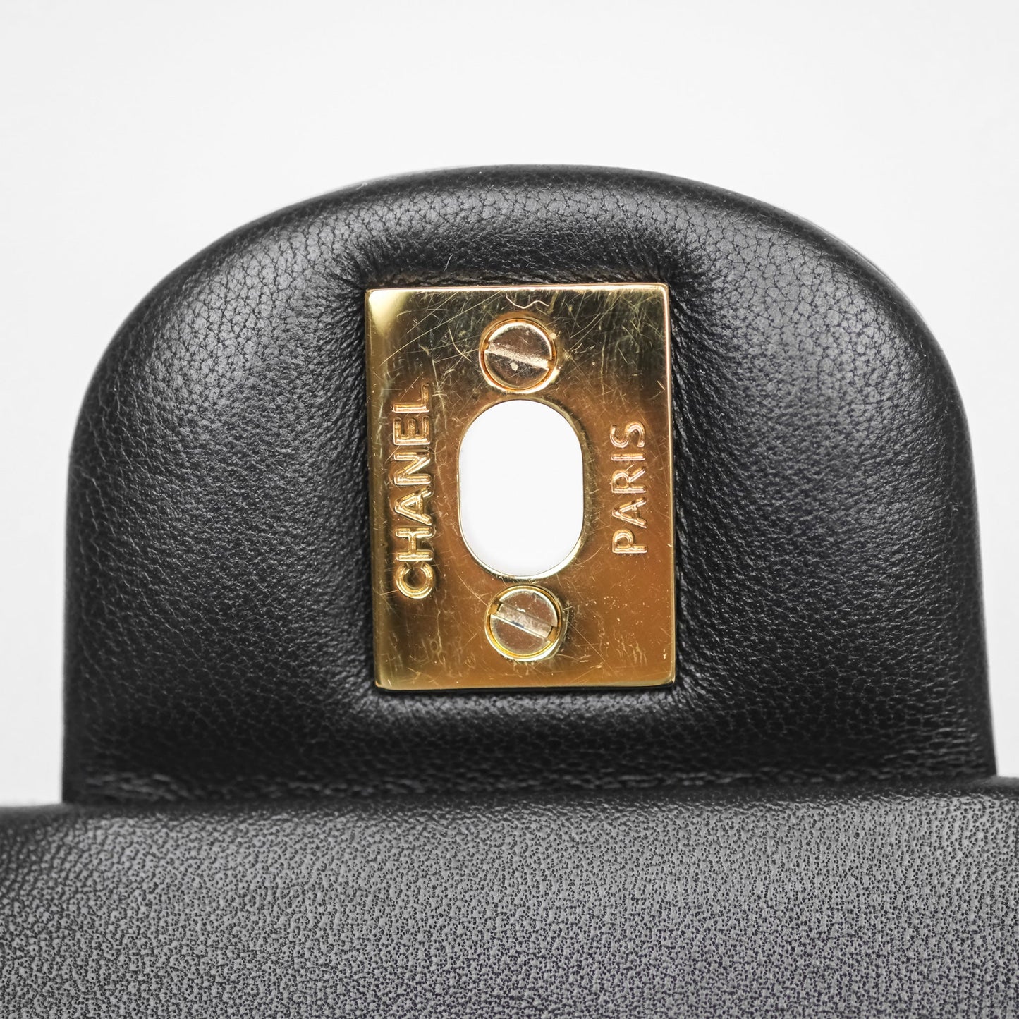 Chanel Classic M/L Medium Flap Quilted Black Lambskin Gold Hardware