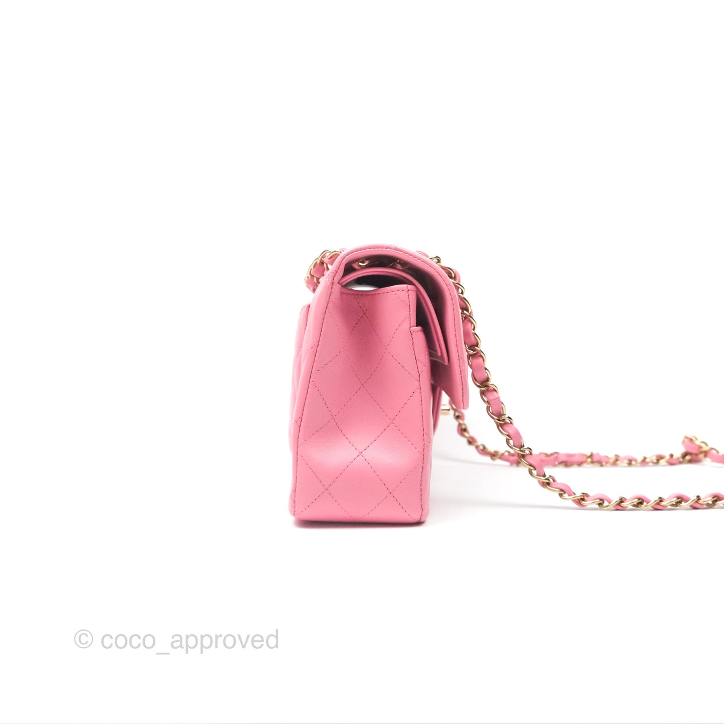 Chanel Small Classic Quilted Flap Pink Lambskin Gold Hardware