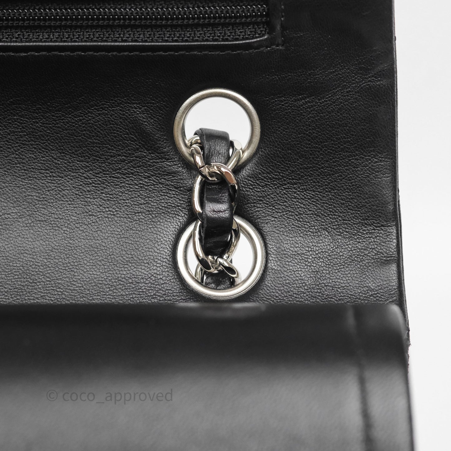 Chanel Classic M/L Medium Flap Quilted Black Lambskin Silver Hardware