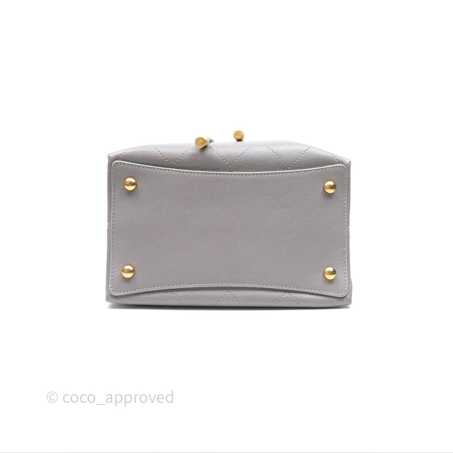 Chanel Drawstring Bucket Bag Grey Grained Calfskin Aged Gold Hardware