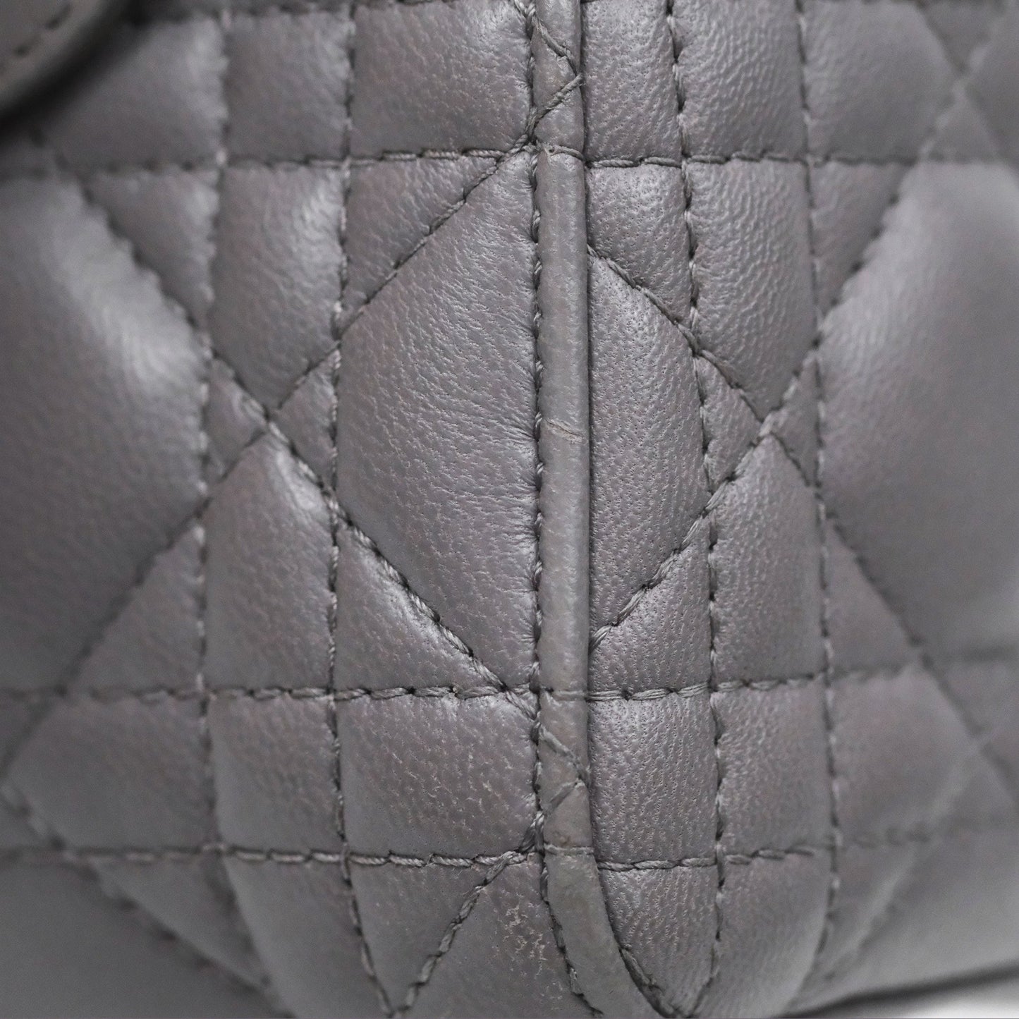 Christian Dior Mini Lady Dior Grey Lambskin Cannage Gold Hardware