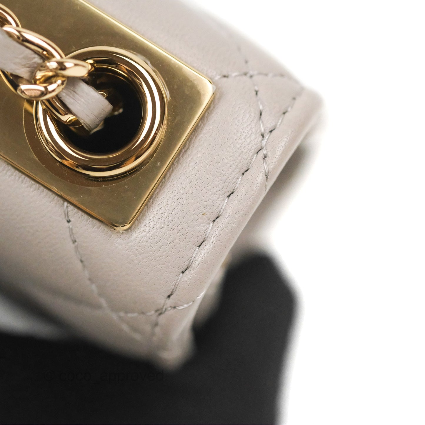 Chanel Mini Quilted Trendy CC Clutch With Chain Light Grey Lambskin Gold Hardware