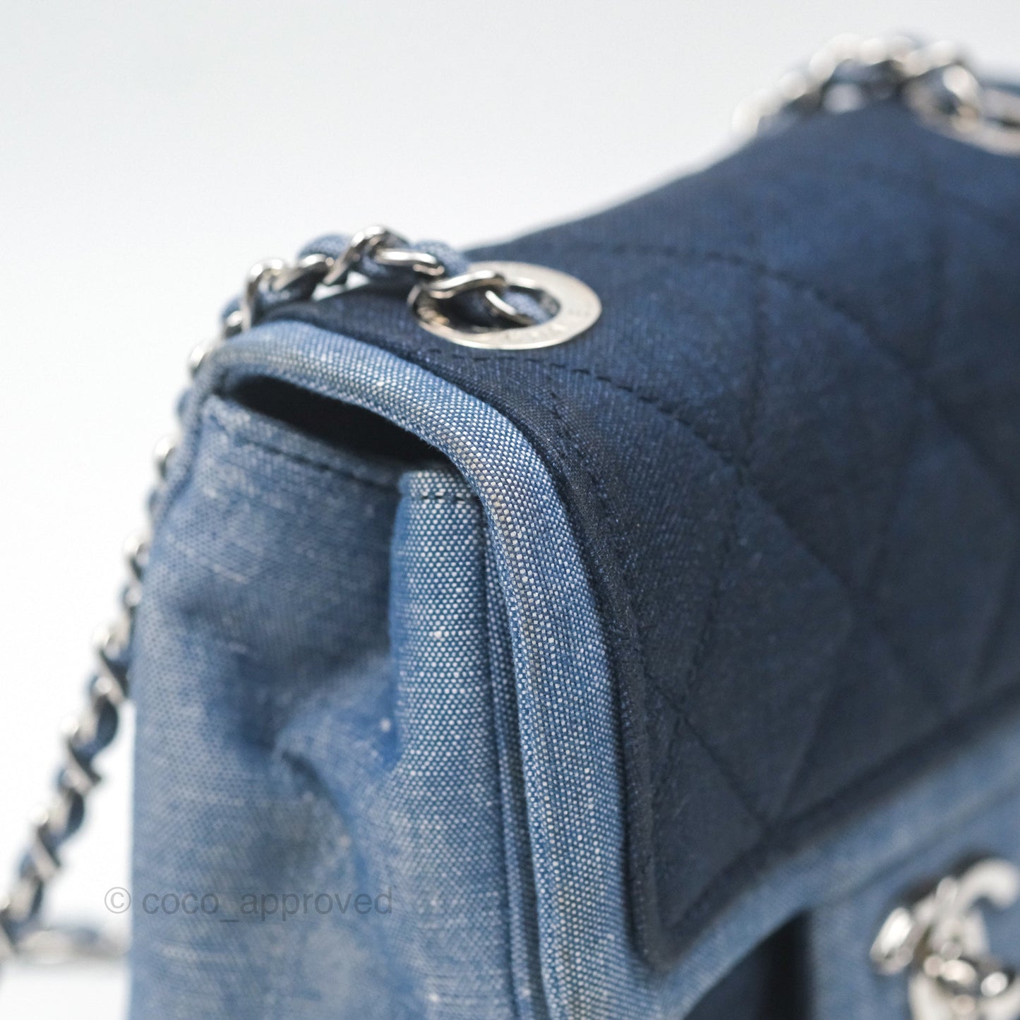 Chanel Quilted Mini Medallion Graphic Denim Blue Silver Hardware